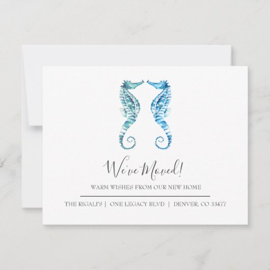 Waterverf Seahorse Adreswijziging Kaarten (Voorkant)