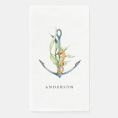 Waterverf Seahorse and Anchor Nautical met Name Servet (Voorkant)
