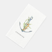 Waterverf Seahorse and Anchor Nautical met Name Servet (Hoek)