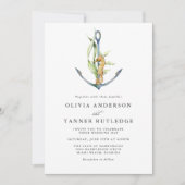 Waterverf Seahorse and Anchor Nautical Wedding Kaart (Voorkant)