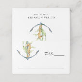 Waterverf Seahorse and Anchor Nautical Wedding Plaatskaartje (Buitenkant ongevouwen)