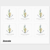 Waterverf Seahorse and Anchor Nautical Wedding Vierkante Sticker (Vel)