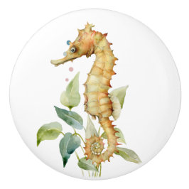 WATERVERF SEAHORSE ART, BEACH, KUSTTIJD ZEE KERAMISCHE KNOP
