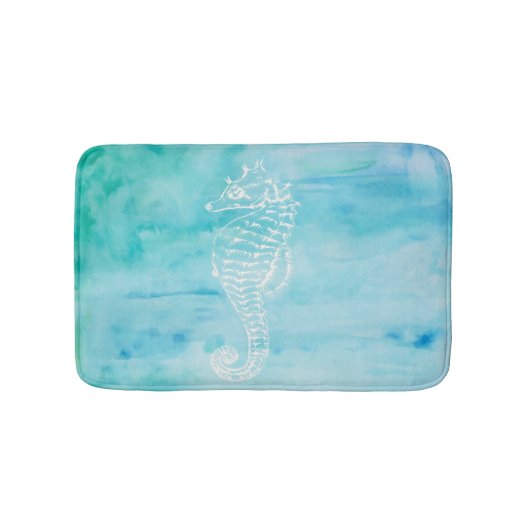 Waterverf Seahorse Bath taprug Badmat (Voorkant)