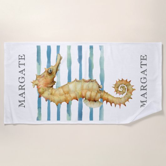 Waterverf Seahorse Beach Coastal MARGATE Strandlaken (Voorkant)