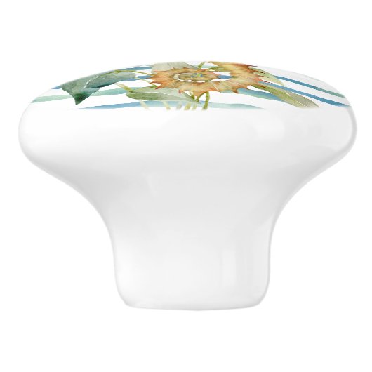 WATERVERF SEAHORSE, BEACH, LEVENSDUUR VAN KUSTZEE KERAMISCHE KNOP (Zijkant)