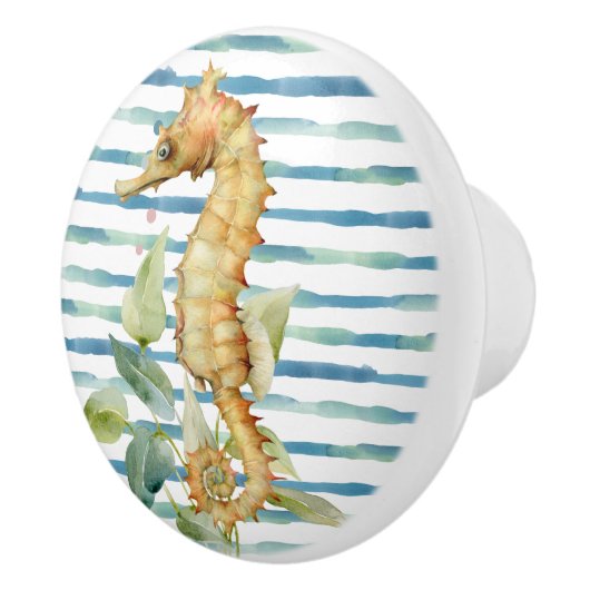 WATERVERF SEAHORSE, BEACH, LEVENSDUUR VAN KUSTZEE KERAMISCHE KNOP (Rechts)