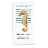 WATERVERF SEAHORSE, BEACH TOWN, CAPE KAN ADRES ETIKET (Voorkant)