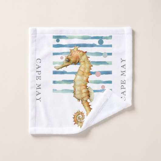 WATERVERF SEAHORSE, BEACH TOWN, CAPE KAN BAD HANDDOEK (Wasdoekje)
