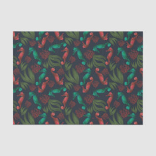 Waterverf Seahorse Blue Nautical Pattern Tissuepapier