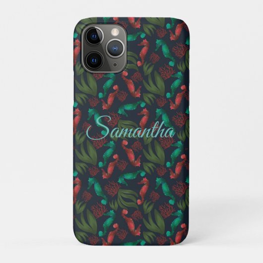 Waterverf Seahorse Blue Nautical Personalized Case-Mate iPhone Case (Achterkant)