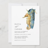 Waterverf Seahorse Coastal Theme Wedding Kaart (Voorkant)