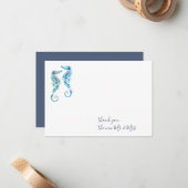 Waterverf Seahorse Dank je verhaal Notitiekaartje (Voorkant / Achterkant in situ)