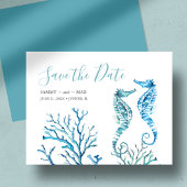 Waterverf Seahorse en Coral Save the Date