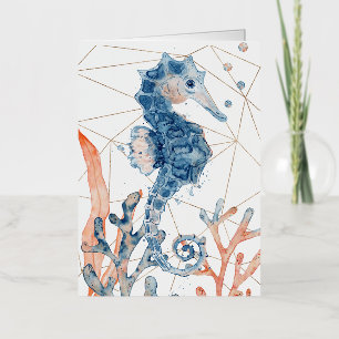 Waterverf Seahorse Folded Folie Wenskaart