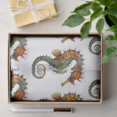 Waterverf Seahorse Groen Sinaasappel Patroon Decou Tissuepapier (Geschenk)