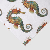Waterverf Seahorse Groen Sinaasappel Patroon Decou Tissuepapier (Detail)