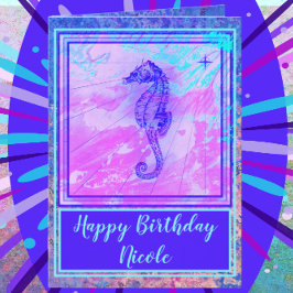 Waterverf Seahorse Happy Birthday Kaart