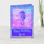  Waterverf Seahorse Happy Birthday Kaart (Voorkant)