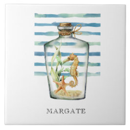 Waterverf SEAHORSE in flespervlak Tegeltje