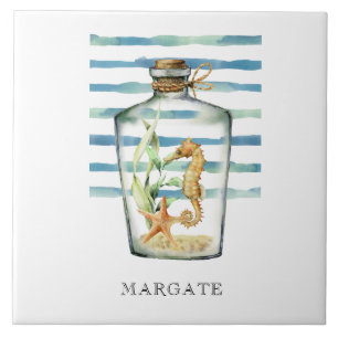 Waterverf SEAHORSE in flespervlak Tegeltje