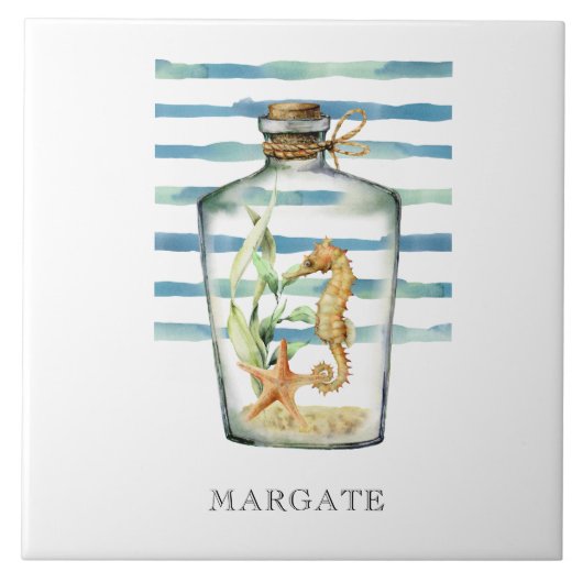 Waterverf SEAHORSE in flespervlak Tegeltje (Voorkant)