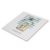 Waterverf SEAHORSE in flespervlak Tegeltje (Zijkant)