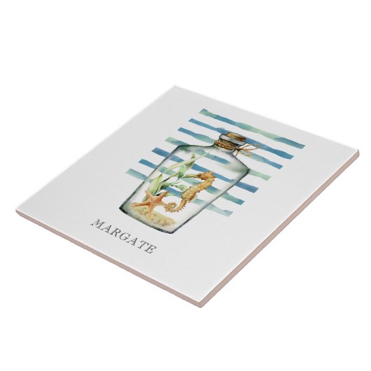 Waterverf SEAHORSE in flespervlak Tegeltje (Zijkant)