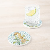 Waterverf SEAHORSE - Kust, Strand Nautisch Zandsteen Onderzetter (Zijkant)