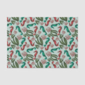 Waterverf Seahorse Mint Nautical Pattern Tissuepapier (Voorkant)