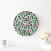 Waterverf Seahorse Mint Nautical Personalized Grote Klok (Huis)
