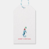 Waterverf Seahorse Mistletoe Nautical Named Cadeaulabel (Achterkant)