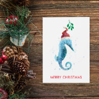 Waterverf Seahorse Mistletoe Nautical Named