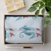 Waterverf Seahorse Nautical met Santa Hat Tissuepapier (Geschenk)