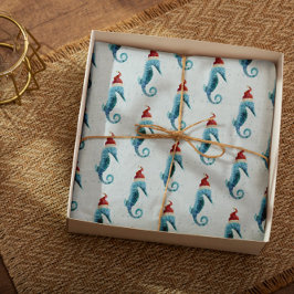 Waterverf Seahorse Nautical met Santa Hat Tissuepapier