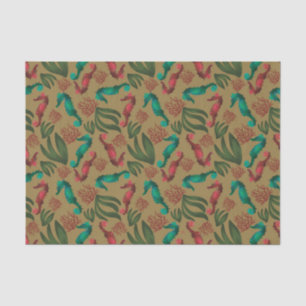 Waterverf Seahorse  Nautical Pattern Tissuepapier