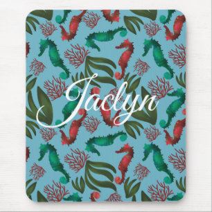 Waterverf Seahorse Nautical Personalized Muismat