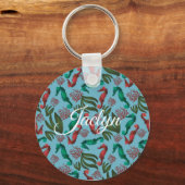 Waterverf Seahorse Nautical Personalized Sleutelhanger (Voorkant)