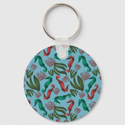 Waterverf Seahorse Nautical Personalized Sleutelhanger (Achterkant)