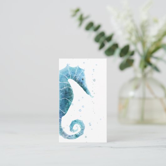 Waterverf Seahorse Nautical Visitekaartje (Staand voorkant)