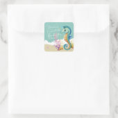 Waterverf Seahorse Ocean Birthday Bedankt Vierkante Sticker (Tas)