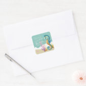 Waterverf Seahorse Ocean Birthday Bedankt Vierkante Sticker (Envelop)