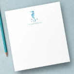 Waterverf Seahorse Personalized Stationery Notitieblok<br><div class="desc">Eenvoudig en schattig, deze gepersonaliseerde kantoorlaptop is uitgerust met jouw naam of monogram met een blauw zeepaardje en zeeschildpad in mijn oorspronkelijke hand beschilderde waterverf kunst. Perfect bruiloft bedankt, berichten sturen voor vrienden of voor de liefhebbers van het zee paard. Het maakt een groot cadeautje voor de boedel. Om meer...</div>