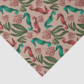 Waterverf Seahorse Pink Nautical Patroon Tissuepapier (Detail)