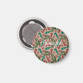 Waterverf Seahorse Pink Nautical Personalized Magneet (Voorkant / Achterkant)