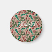 Waterverf Seahorse Pink Nautical Personalized Magneet (Voorkant)