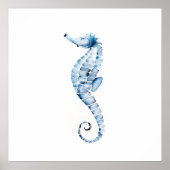 Waterverf Seahorse Print Blue (Voorkant)