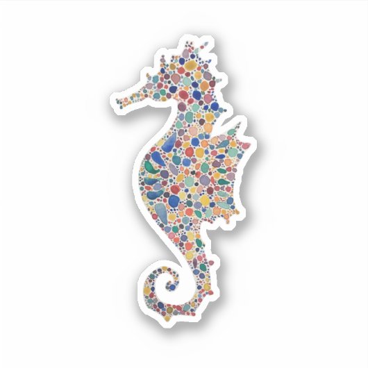 Waterverf Seahorse Sticker (Voorkant)