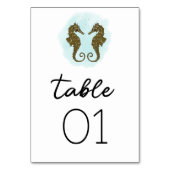 Waterverf Seahorse Trouwtafelnummer Kaart (Voorkant)
