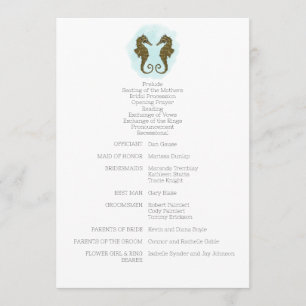 Waterverf Seahorse Wedding Programma Programmakaart